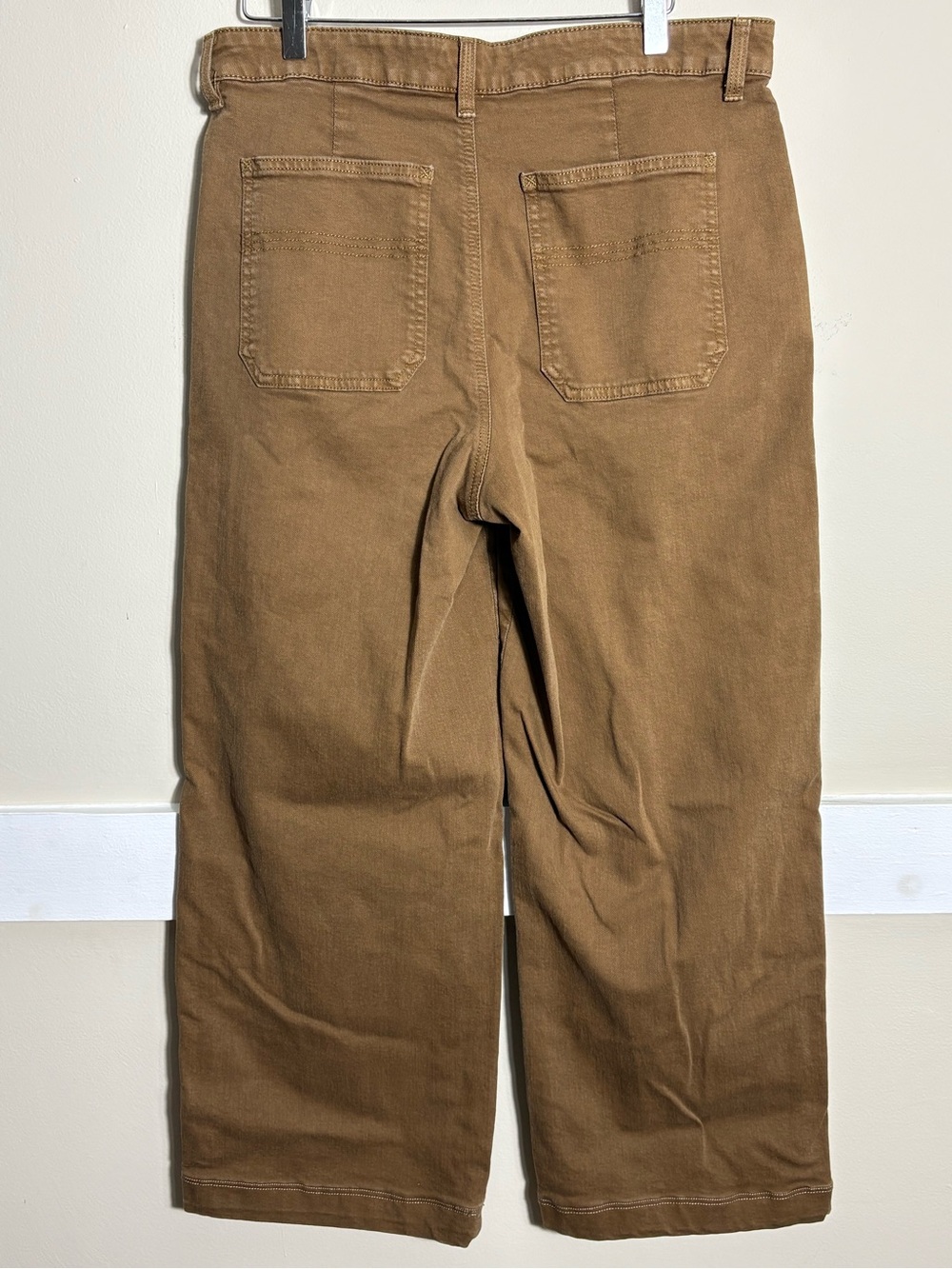 L.L.Bean Classic Fit Womens 12 Brown Wide Leg Utility Pants Stretch Cotton - Picture 4 of 9